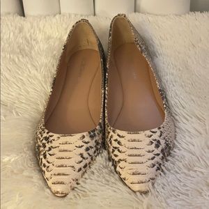 Pointed toe snake skin flats